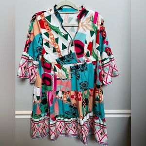 Colorful Geometric Pattern Dress